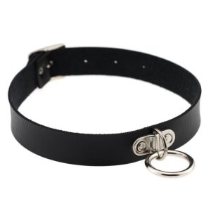 Zwarte choker halsband ring gesp