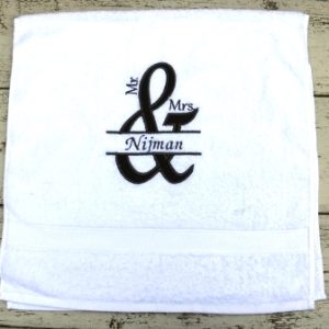 Handdoek wit met Mr & Mrs